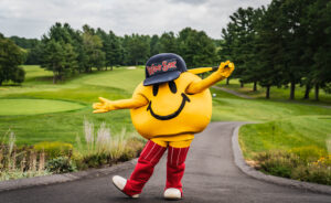 WooSox Foundation yellow smiley face mascot