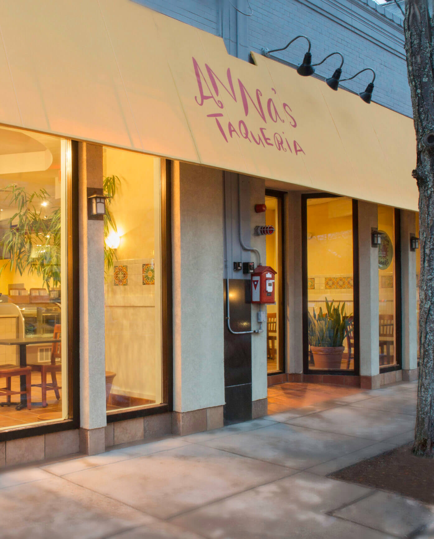 Exterior of Anna’s Taqueria in Newton with storefront signage and welcoming entrance
