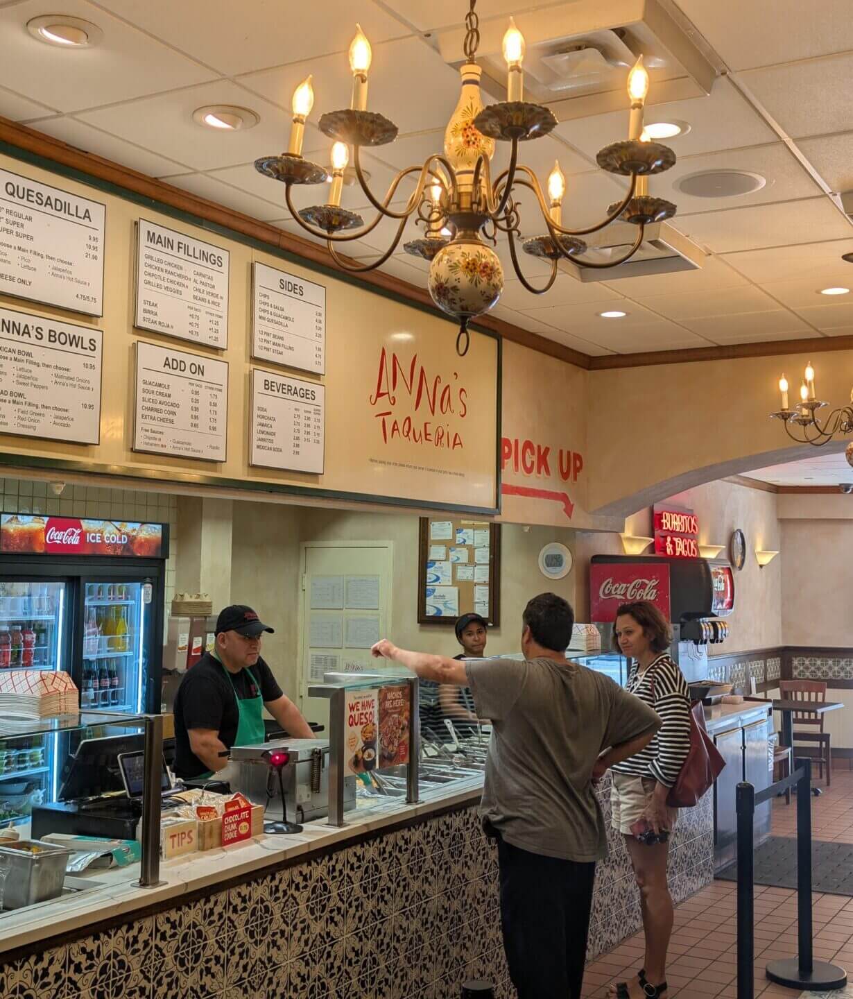Interior of the Anna's Taqueria Porter Square, Cambridge location