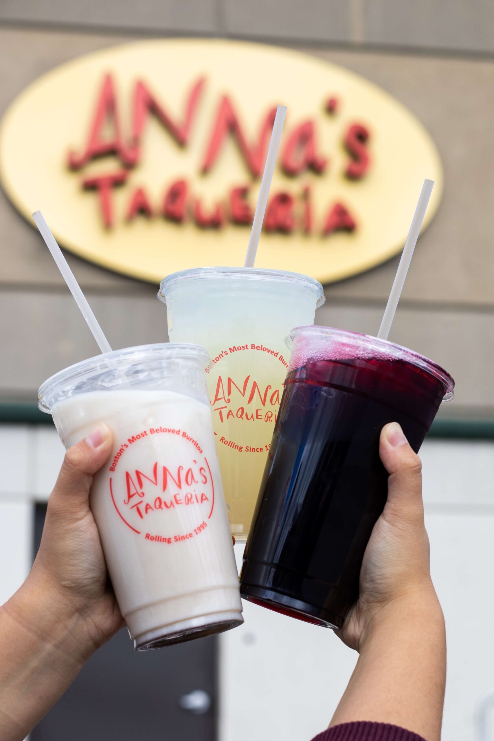 Anna's Taqueria drink trio in to-go cup